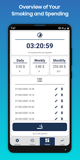 Cigarette Counter and Tracker Screen 2