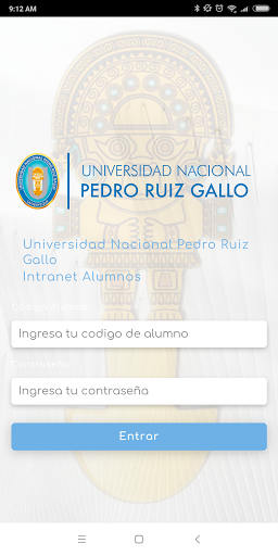 Android application UNPRG Móvil screenshort