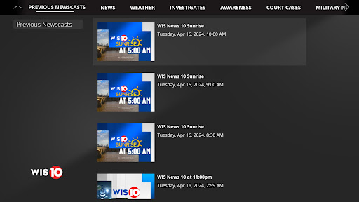 Screenshot of WIS News 10