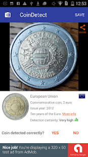 Détecteur de pièces en euros Capture d'écran