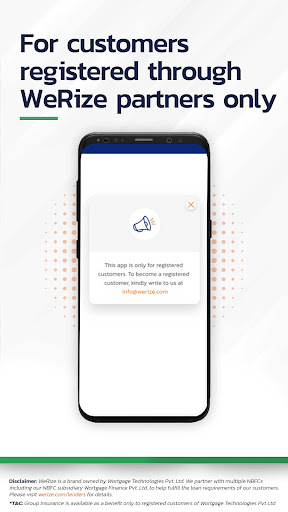 Android application WeRize Customer App screenshort