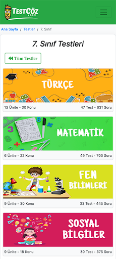 Test Çöz Kazanım Testleri Screen 3