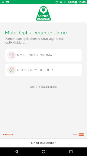 Örnek Optik Okuma Screen 2