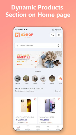 Android application eShop Multivendor Customer screenshort