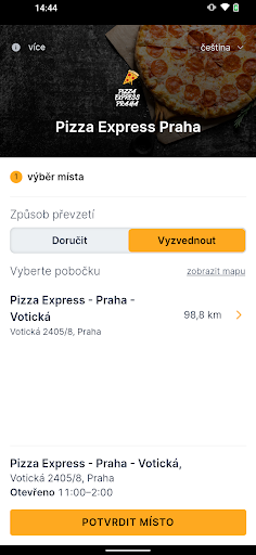 Android application Pizza Express Praha screenshort