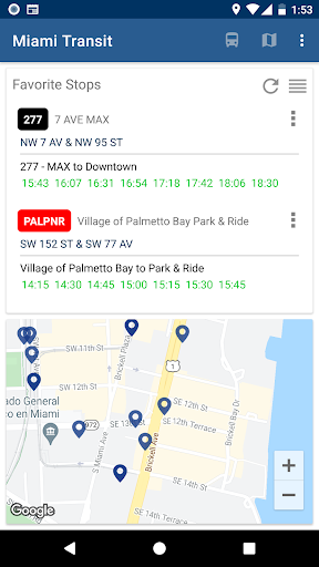 Android application Transit Schedule in Miami screenshort