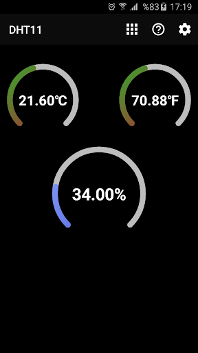 Android application Arduino DHT11 WiFi Humidity & screenshort