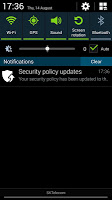 screenshot of Samsung Security Policy Update