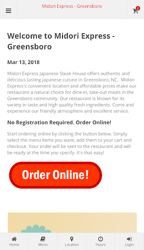 Android application Midori Express Greensboro screenshort
