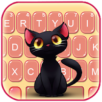 Тема для клавиатуры Black Cute Cat