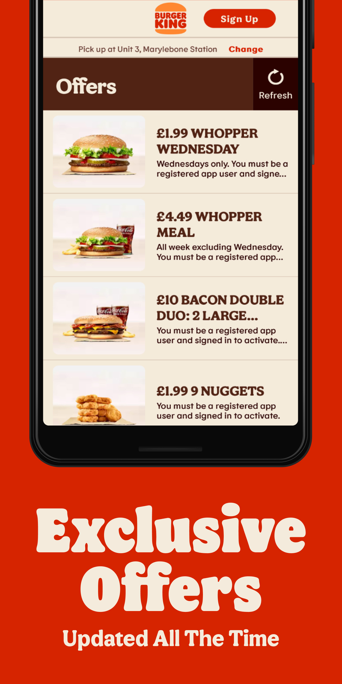 Android application Burger King® - Mobile Vouchers & Fast Food Deals screenshort