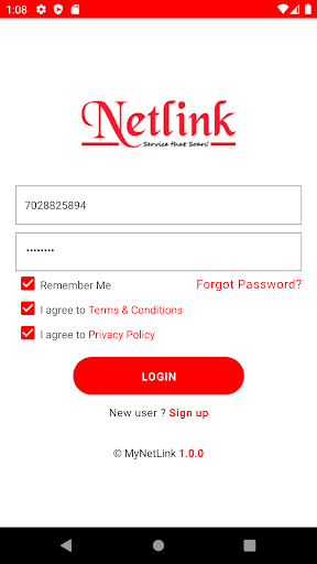Android application myNetlink screenshort