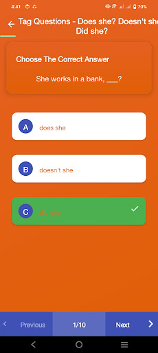 Grammar Learning Quiz App ekran görüntüsü