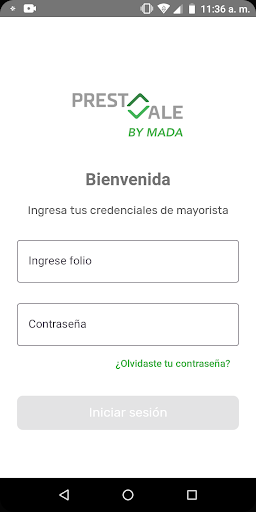 Android application PrestaVale Mayoristas screenshort