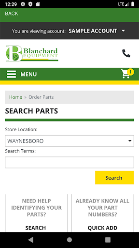Blanchard Equipment Portal Screen 3