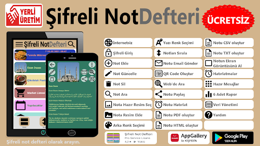Android application Şifreli Not Defteri (Renkli) screenshort