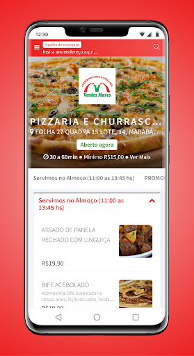 Android application Pizzaria Verdes Mares screenshort