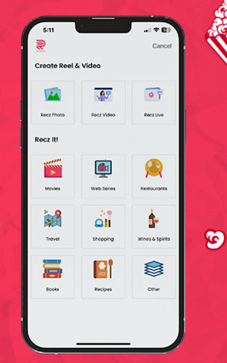 Screenshot of Recz-Social Recommendation App