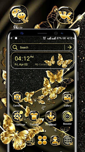 Golden Butterfly Glitter Launcher Theme