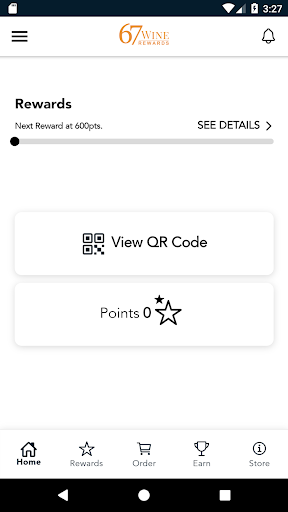 Android application 67 Wine Rewards screenshort