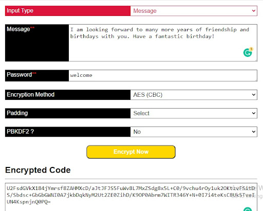 AES Encryption and Decryption Screen 3