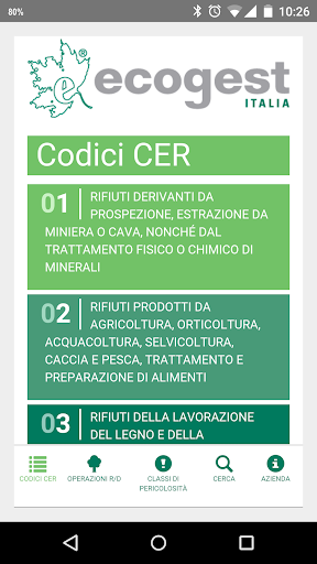 Android application Ecogest screenshort