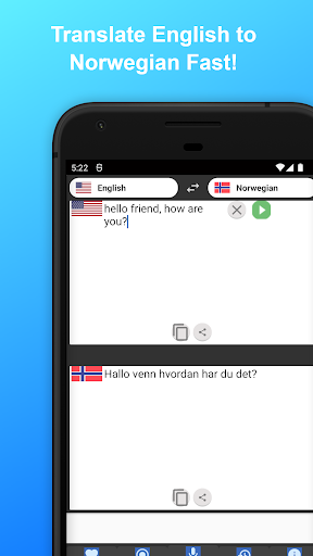 Android application English to Norwegian Translato screenshort