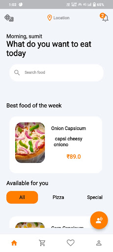 Android application Fooodize screenshort