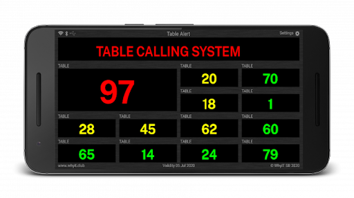 Table Calling System - TCS Screen 2