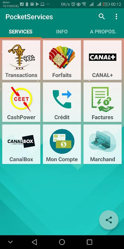 Android application PocketServices screenshort