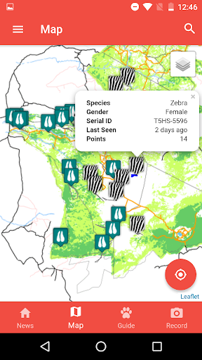 Android application Serengeti Tracker screenshort