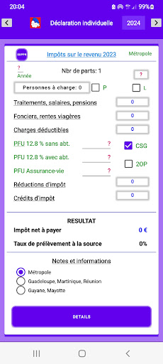 Calcul Impôt Screen 2