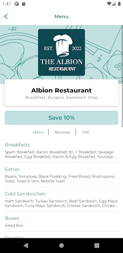 Albion Restaurant BB2 Screen 2