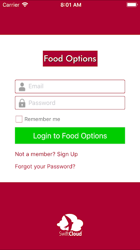 Android application Food Options screenshort
