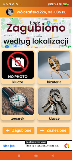 Android application Zagubione Znalezione screenshort