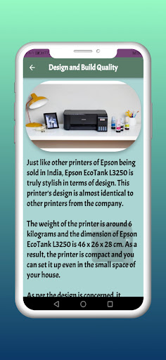 Android application Epson iprint l3250 guide screenshort
