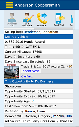 Votenza Automotive CRM Screen 2
