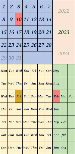 One Page Calendar Screen 2