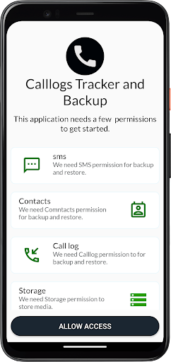 Screenshot of Call Log and sms manager