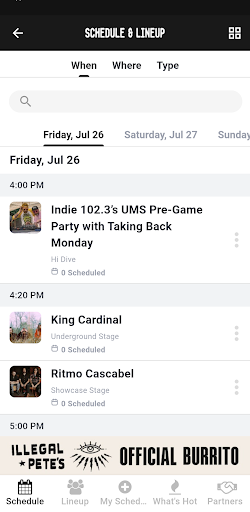 Underground Music Showcase Screen 2