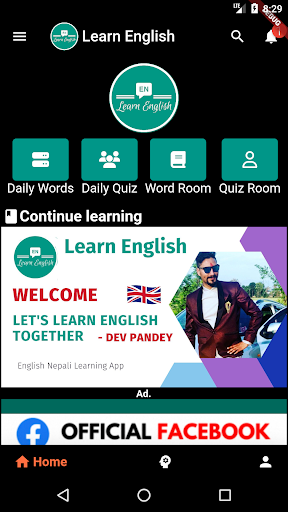 Android application Hello English -Words & Grammar screenshort