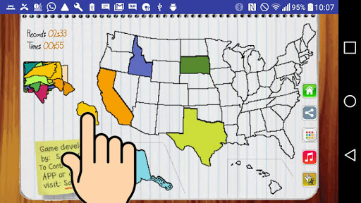 USA MAP 50 States Puzzle Game Screen 2