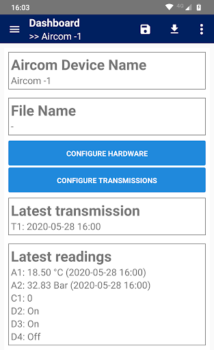 Android application aircom screenshort