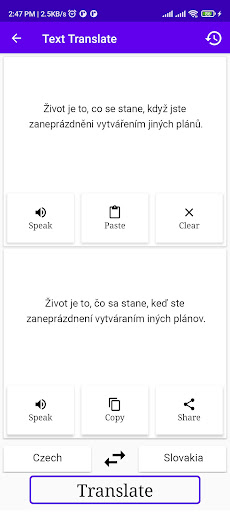 Czech To Slovakia Translator Screen 2