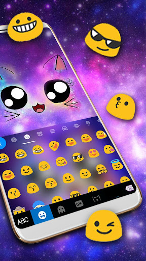 Galaxy Cute Smile Cat Keyboard Screen 3