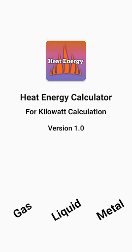 Android application Heat Energy Calculator screenshort
