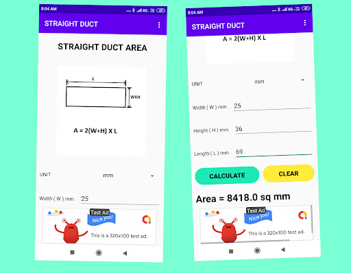 Duct Area Calculator