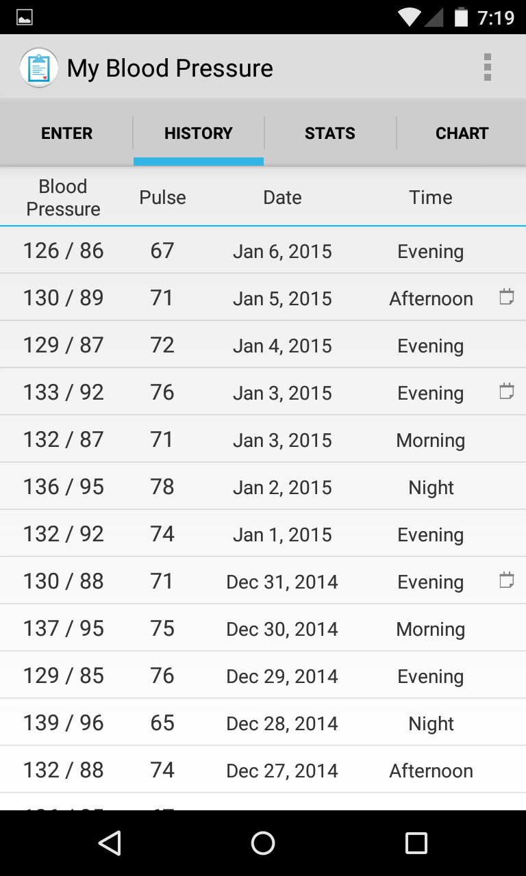 Android application My Blood Pressure screenshort