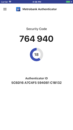 Metrobank Authenticator Screen 2