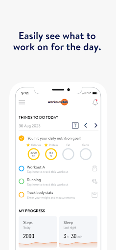 Screenshot of The Workout Club App